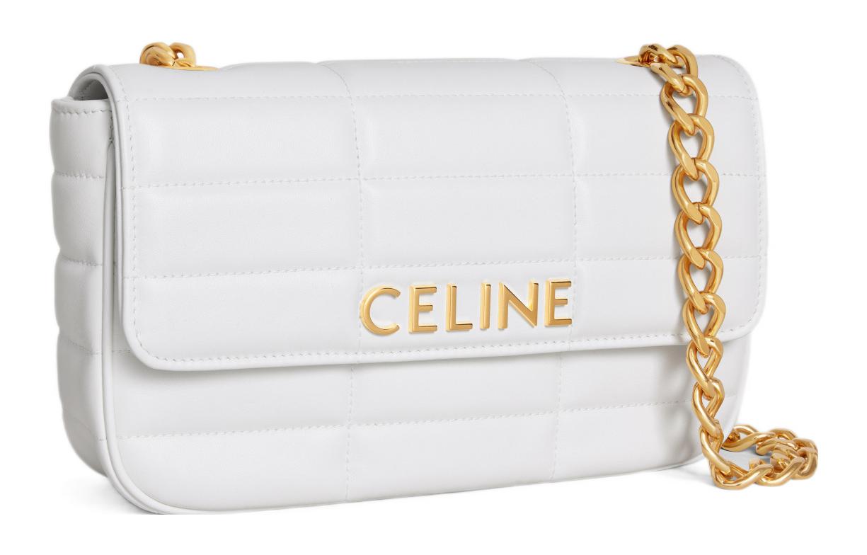 CELINE Cow Leather Crossbody Bag, Shoulder Bag Women's Arctica White