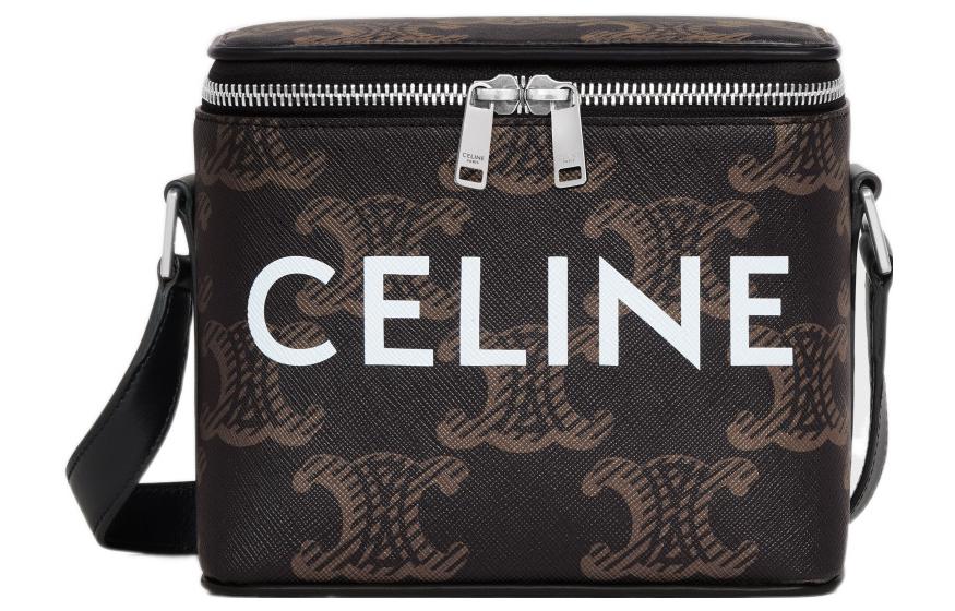 CELINE Canvas Cow Leather Patchwork Box Bag Crossbody Bag Shoulder Bag Regular Men's Black
