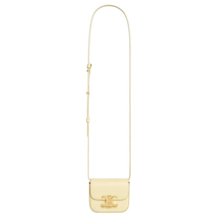 CELINE Calfskin Shoulder Bag Crossbody Bag Mini Women's Yellow