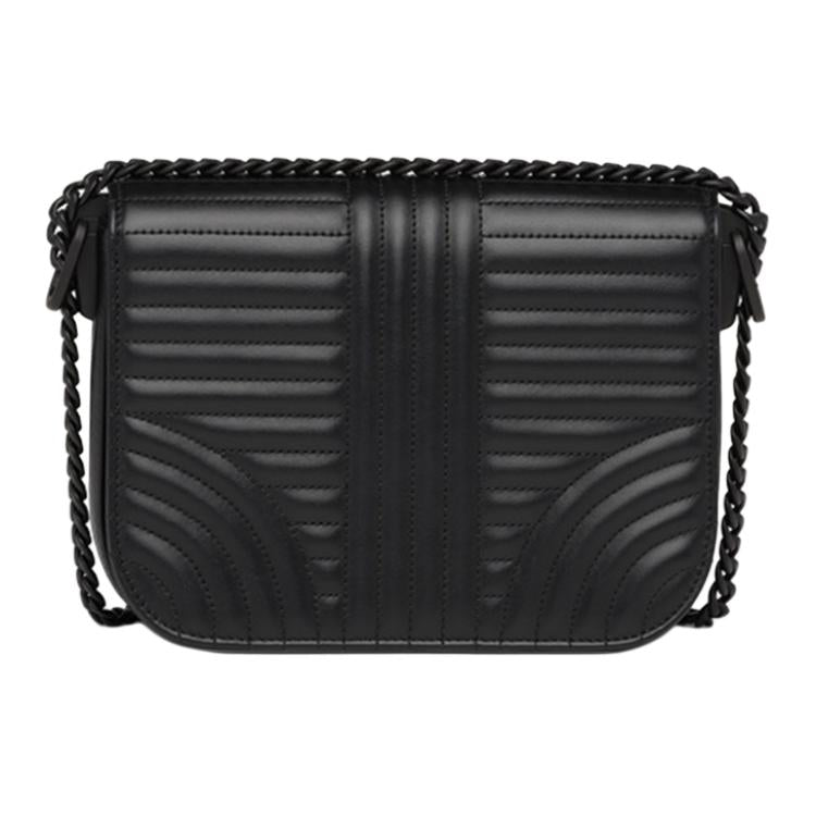 PRADA Diagramme Leather Shoulder Bag Women's Black