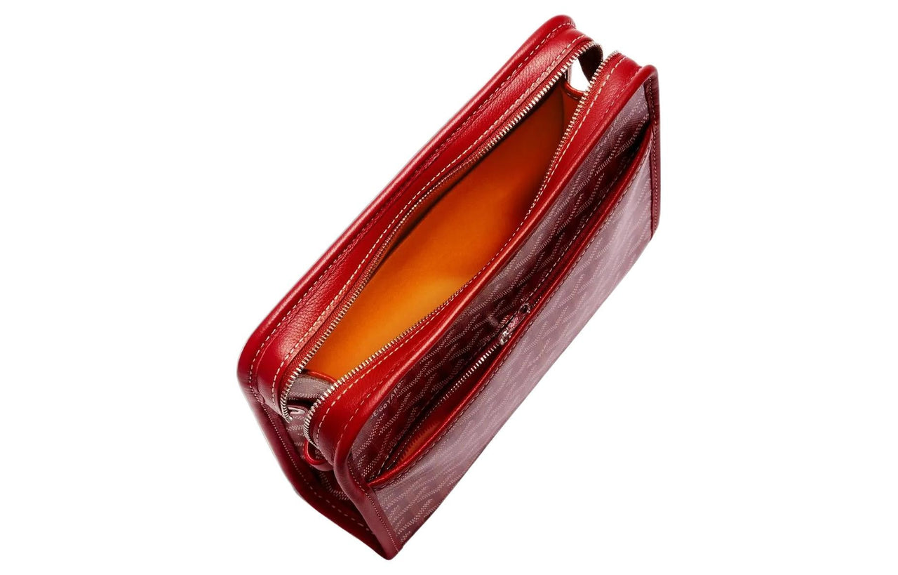 GOYARD JOUVENCE Calfskin Canvas Storage Bags Handheld Toiletry Bags Large Size Unisex Red