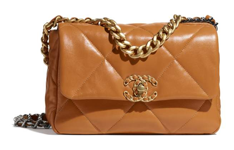 CHANEL 19Bag Lambskin Portable Crossbody Bag, Shoulder Bag Women's Brown