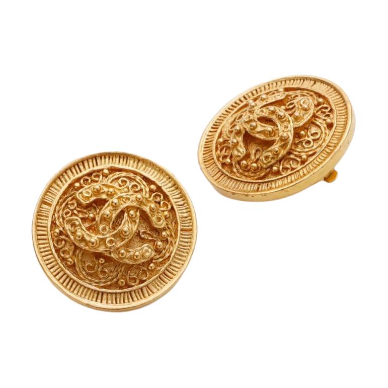 CHANEL 1994 Plated Cc Clip On Earrings Costume Earrings