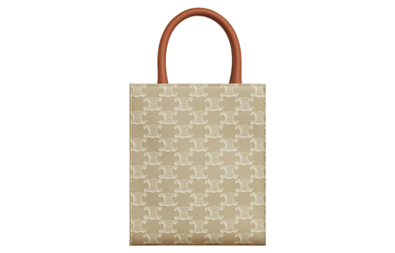 CELINE Cabas Cow Leather Binding Tote Bag, Shopping Bag, Shoulder Bag, Crossbody Bag, Handbag Mini Men's Beige Brown