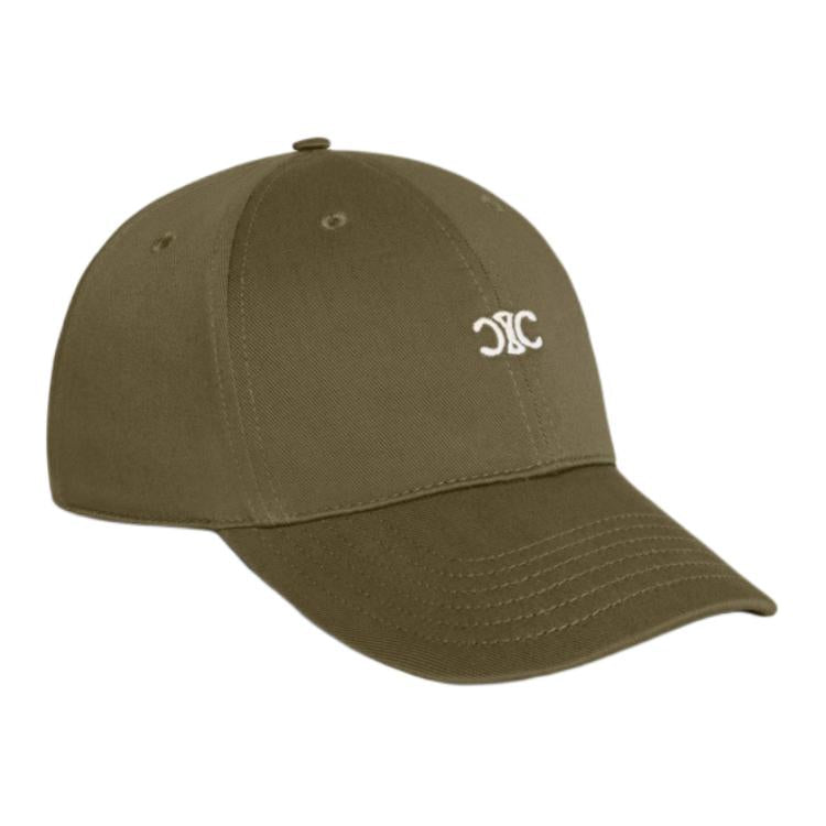 CELINE Cotton Baseball Caps Men's Khaki Green