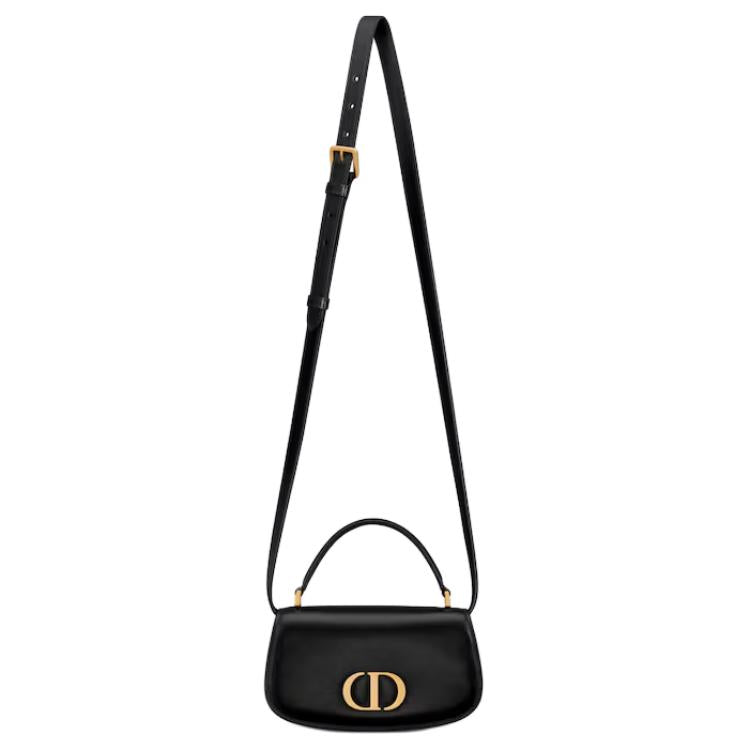 DIOR 30 Montaigne Cow Leather Shoulder Bag Crossbody Bag Handbag Small Size Women's Black