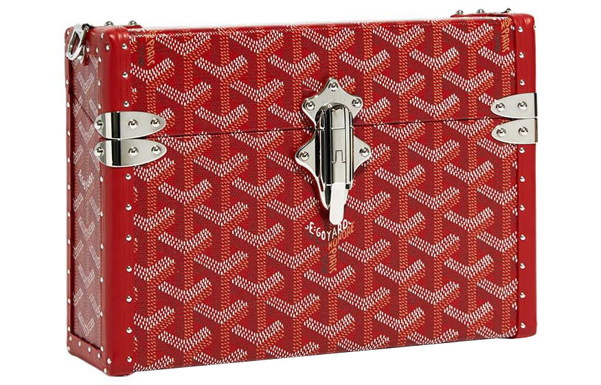 GOYARD Cassette Canvas With Leather Trim TRUNK Hard Case With Crossbody Bag Unisex Red