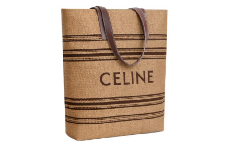 CELINE Fabric With Cow Leather One Shoulder Handbag Men's Natural & Chestnut