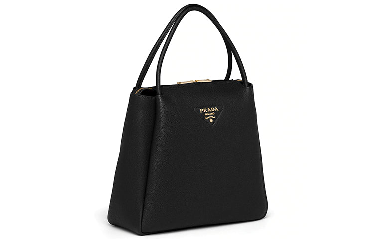 PRADA Deerskin Handbag Medium Size Women's Black