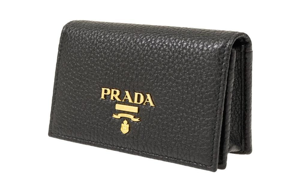 PRADA Cow Leather Wallets Card Holders Regular Unisex Black