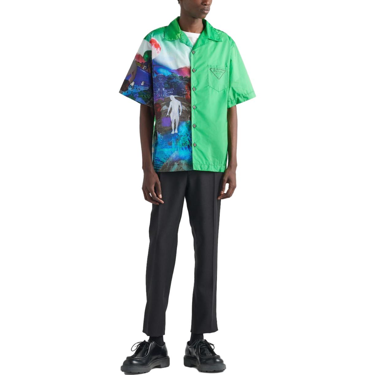 PRADA Double Match Re-Nylon Bowling Shirt