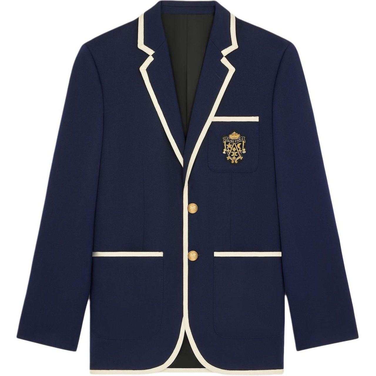 CELINE Crest Logo Patch Button Up Jacket