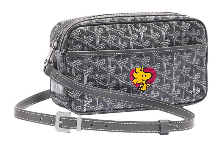 GOYARD Cap-Vert Canvas With Leather Camera Bag Shoulder Bag Crossbody Bag Small Size Unisex Gray/Red