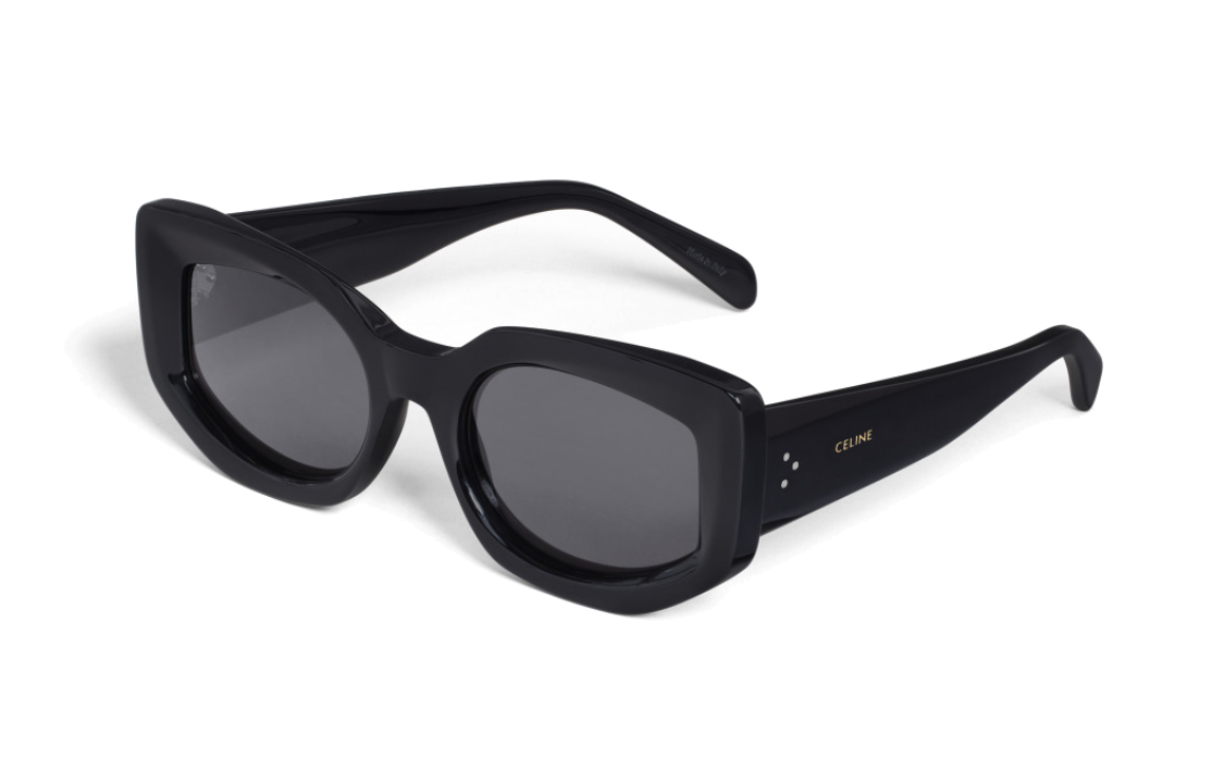 CELINE Acetate Irregular Shape Sunglasses Women's Black
