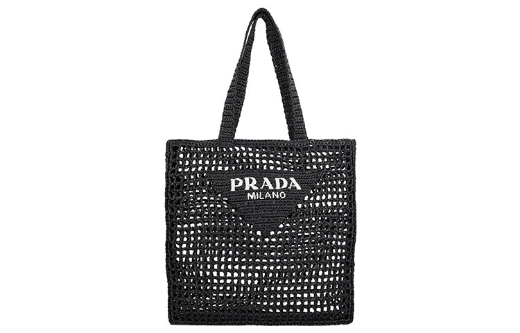 PRADA Cotton Tote Bag Shopping Bag Handbag Regular Men's Black