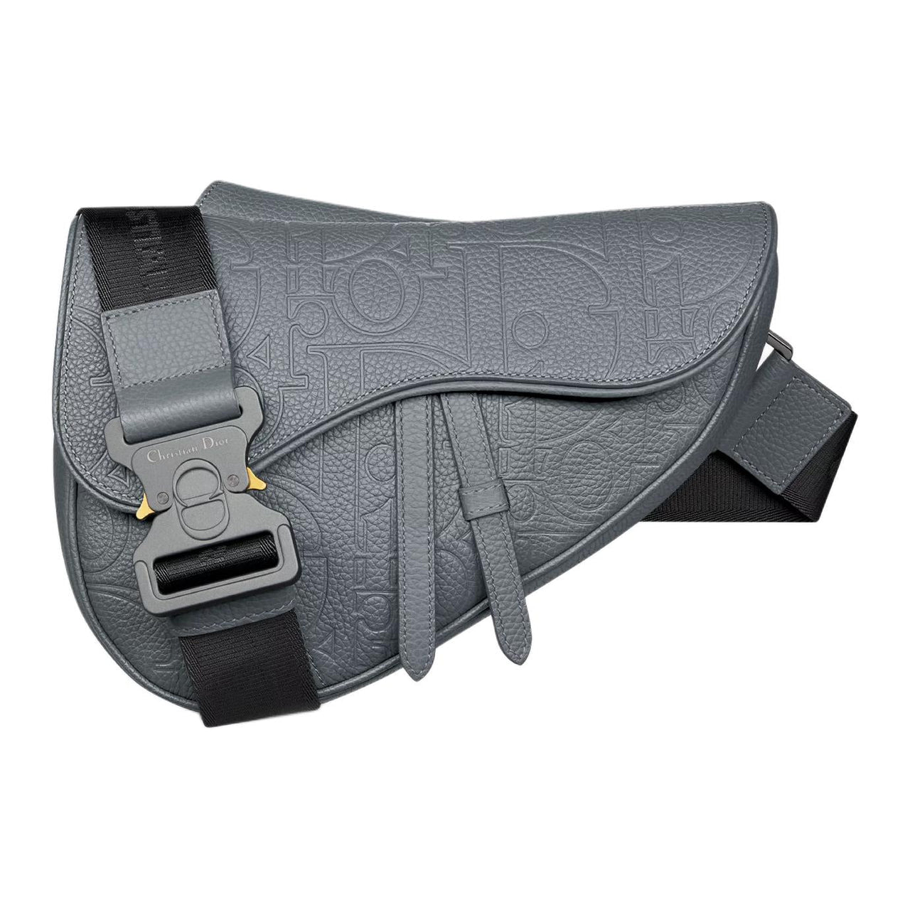 DIOR Cow Leather Saddle Bag Shoulder Bag Crossbody Bag Women's Dark Gray