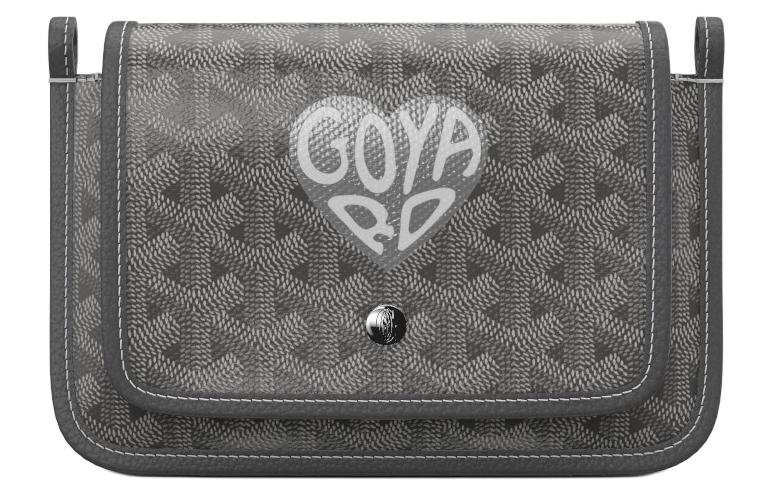 GOYARD Plumet Canvas With Leather Envelope Bag Handheld Crossbody Bag Shoulder Bag Unisex Gray With Silver Heart Design