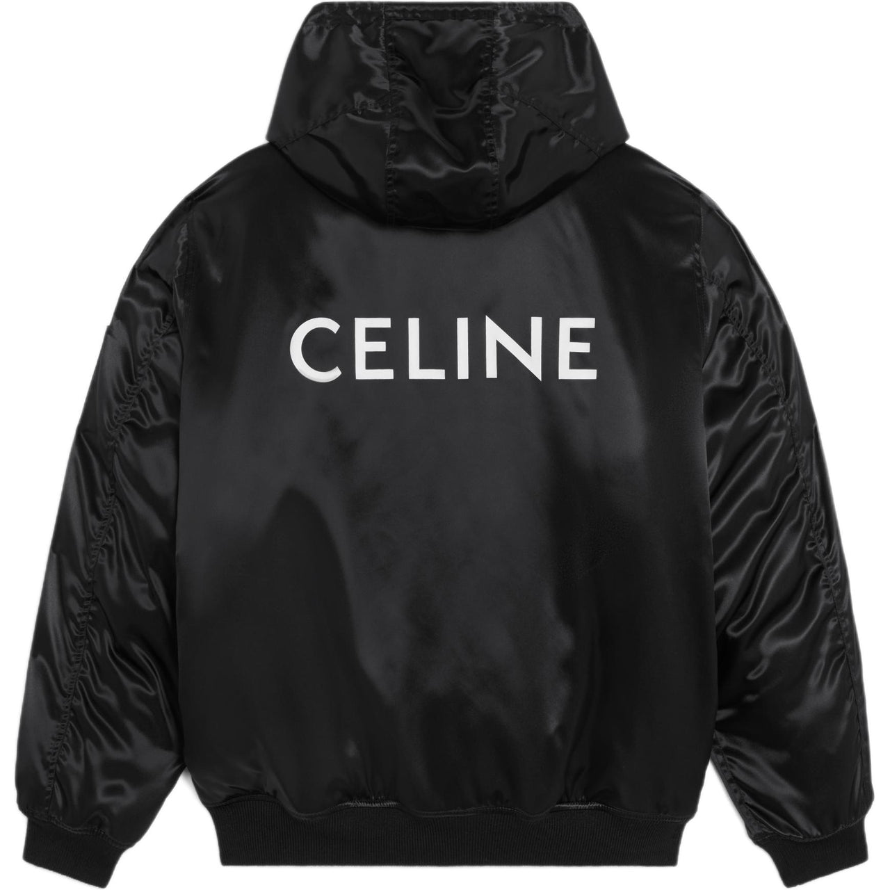 CELINE Bomber Jacket With CELINE Print In Satin Finish Nylon