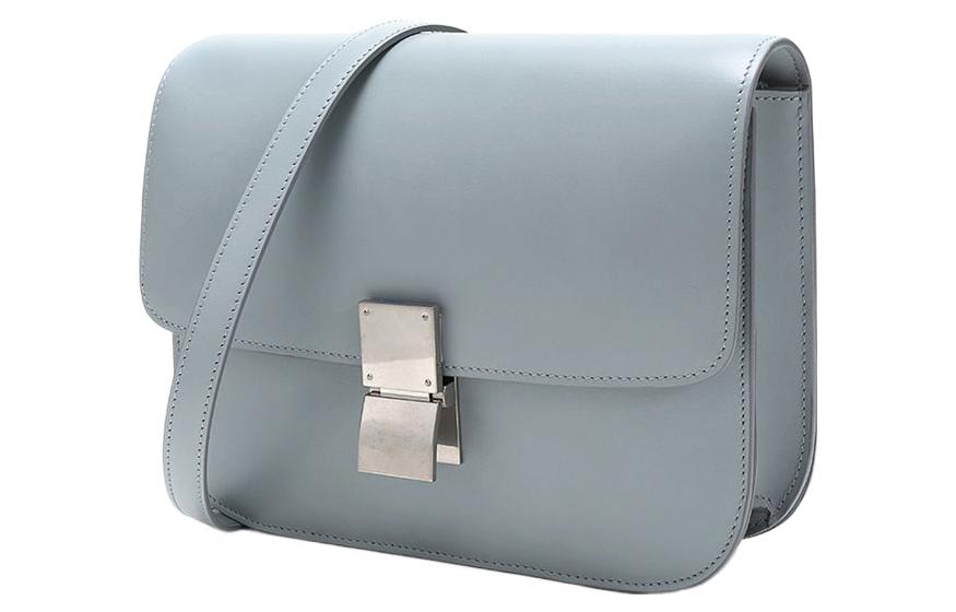 CELINE Classic Bo Polished Cow Leather Tofu Cube Bag Crossbody Bag Shoulder Bag Women's Haze Blue