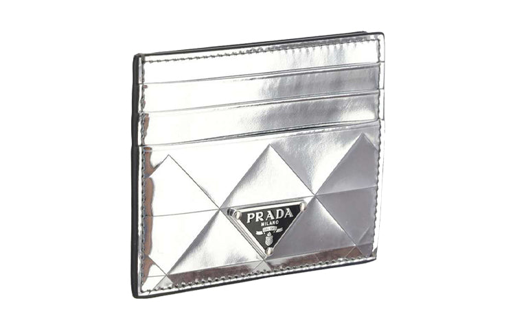 PRADA Cow Leather Wallet Regular Women's Silver