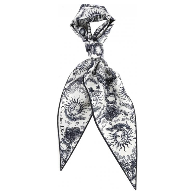DIOR Silk Silk Scarves Women's Black White