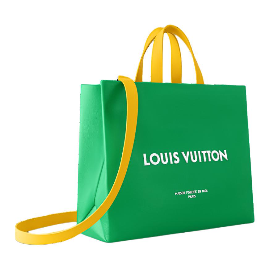 LOUIS VUITTON Cow Leather Tote Bag Shopping Bag Handbag Medium Size Unisex Green