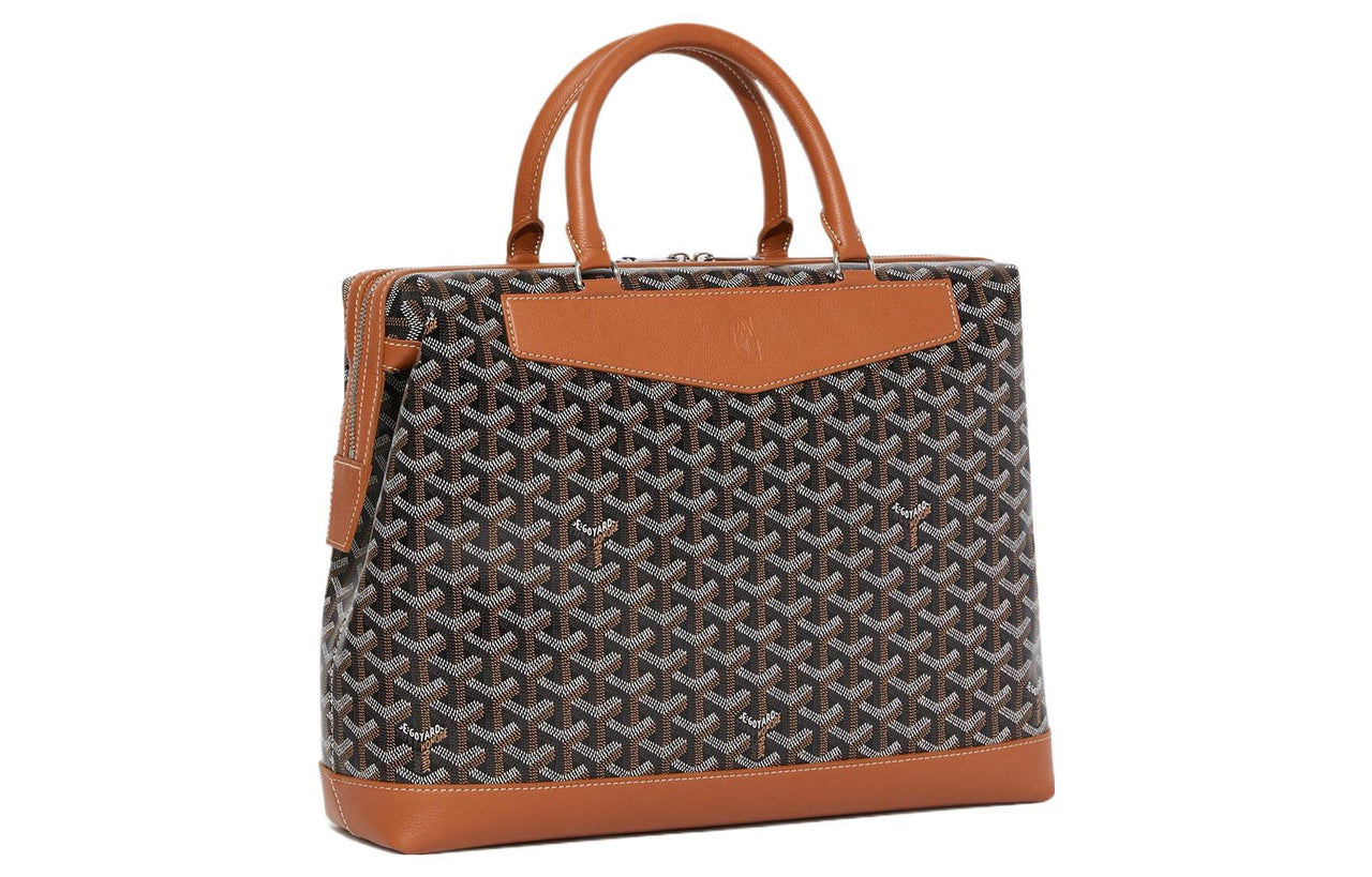 GOYARD Canvas With Leather Laptop Bags Briefcases Handbag Unisex Black & Brown