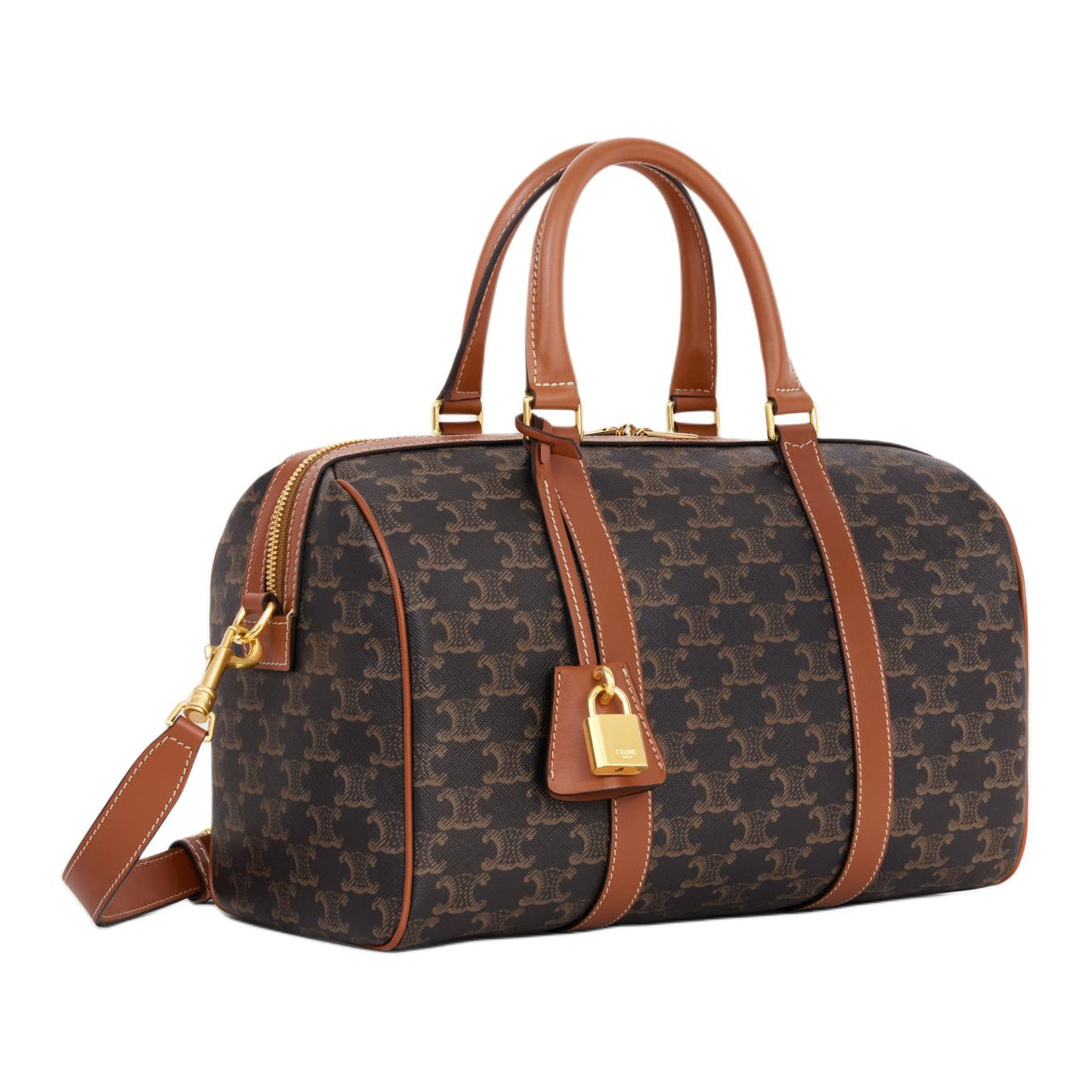 CELINE Cow Leather Boston Bag, Shoulder Bag, Crossbody Bag, Handbag Women's Tawny