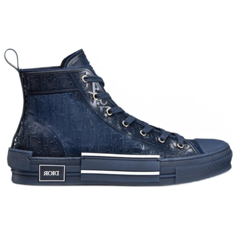 DIOR B23 High Top Blue Raised Oblique