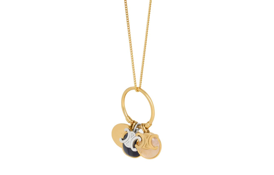 CELINE Brass Quartz Necklaces Unisex Gold