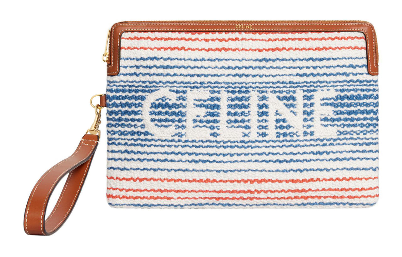 CELINE Fabric With Calfskin Clutch Small Size Women's Multicolor