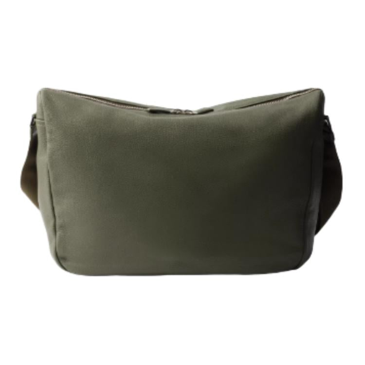 PRADA Cow Leather Shoulder Bag Large Size Men's Dark Olive Green