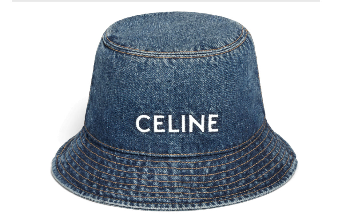 CELINE Bucket Hat In Union Wash Denim