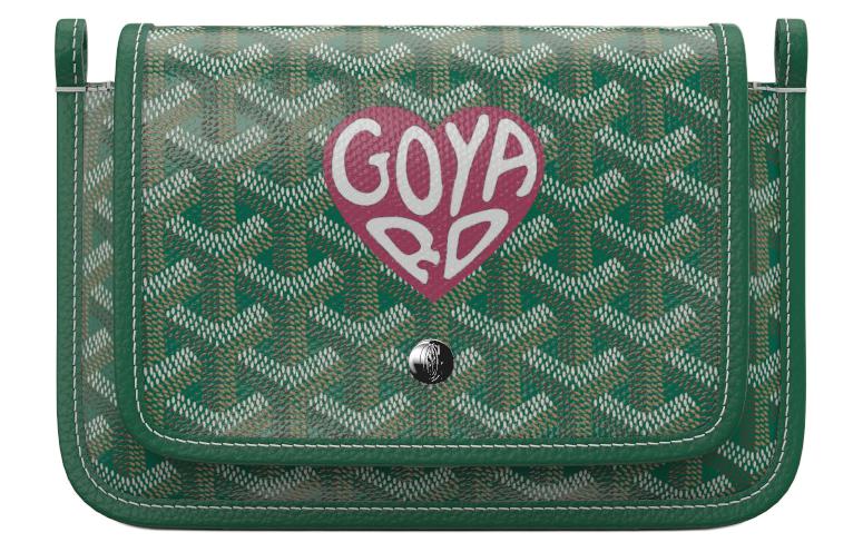 GOYARD Plumet Canvas With Leather Envelope Bag Crossbody Bag Shoulder Bag Unisex Green/Deep Pink Small Heart