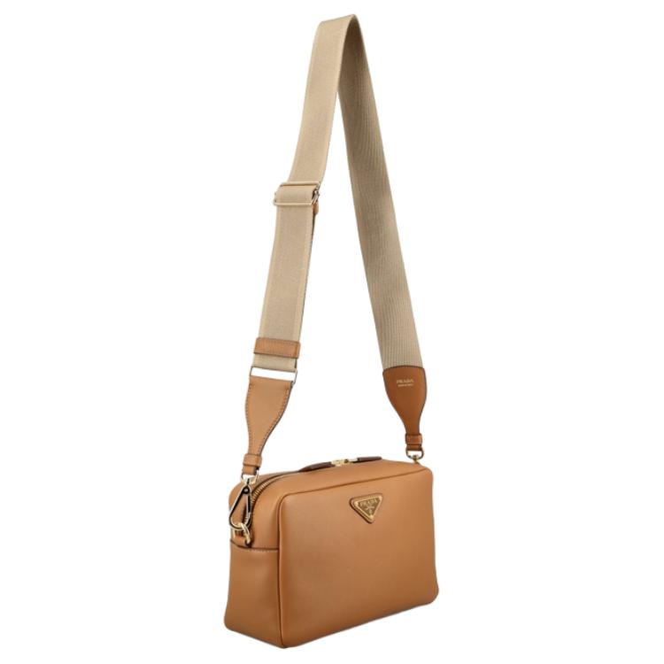 PRADA Cow Leather Shoulder Bag Women's Brown
