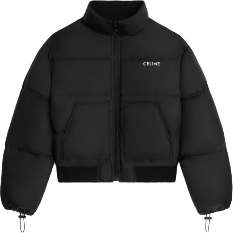 CELINE Logo Printed Zip Up Puffer Jacket