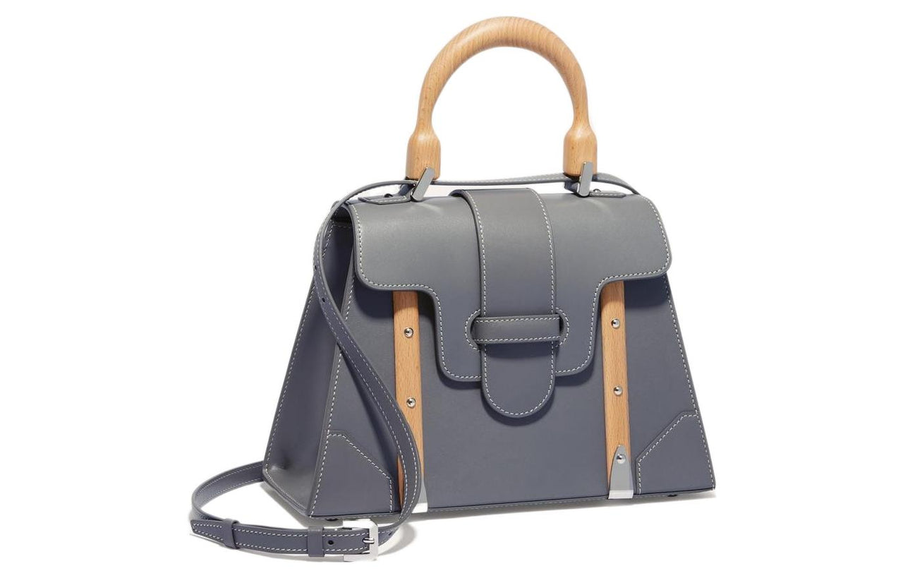 GOYARD Saigon Cross-Grain Calfskin Shoulder Bag Crossbody Bag Handbag Small Size Unisex Gray