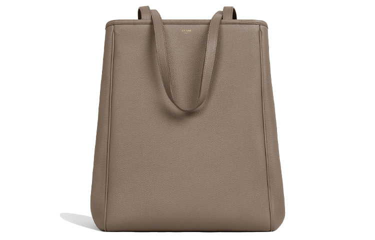 CELINE Calfskin Handbag, Shoulder Bag Medium Size Women's Taupe