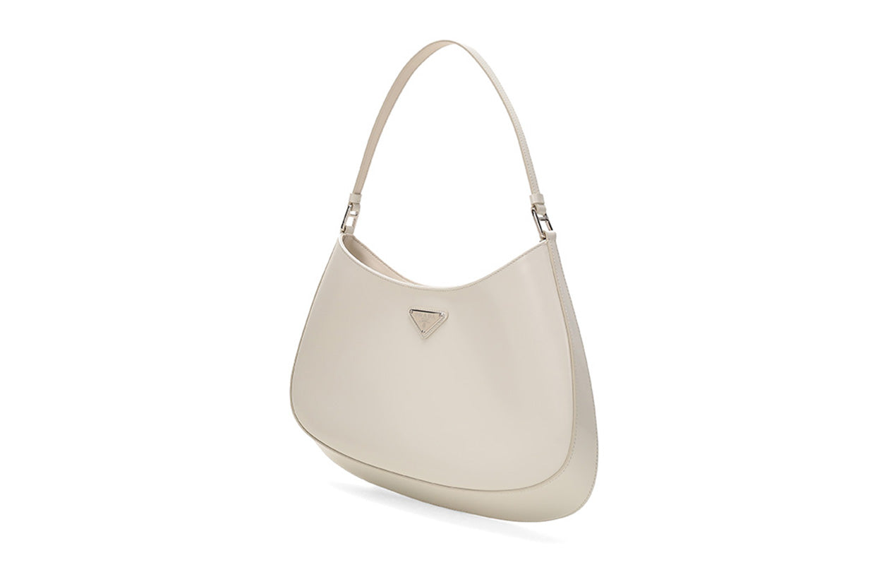 PRADA Cleo Leather Crescent Bag Shoulder Bag Regular Women's White