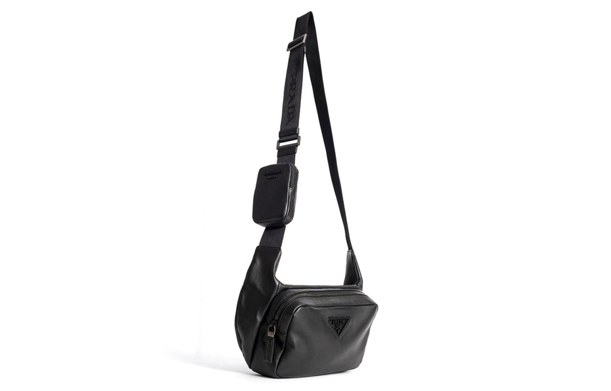 PRADA Calfskin Crossbody Bag Regular Men's Black