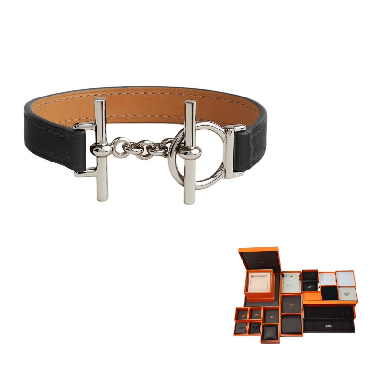 HERMES Swift Calfskin, Metal Bangles Women's Black/Brown