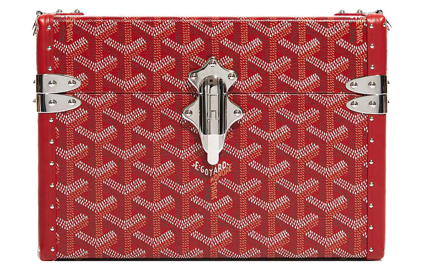 GOYARD Cassette Canvas With Leather Trim TRUNK Hard Case With Crossbody Bag Unisex Red