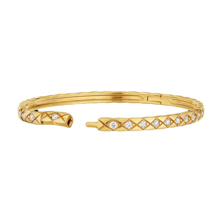 CHANEL 18K Gold Diamonds Bangles Unisex Gold