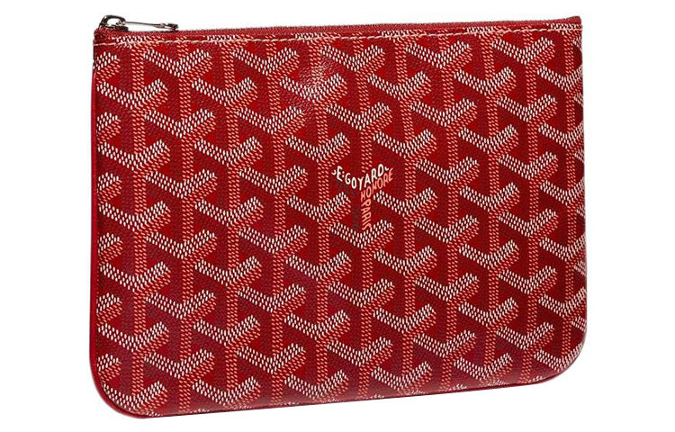 GOYARD SENAT Canvas With Leather Toiletry Bags Storage Bags Clutches Small Size Unisex Red