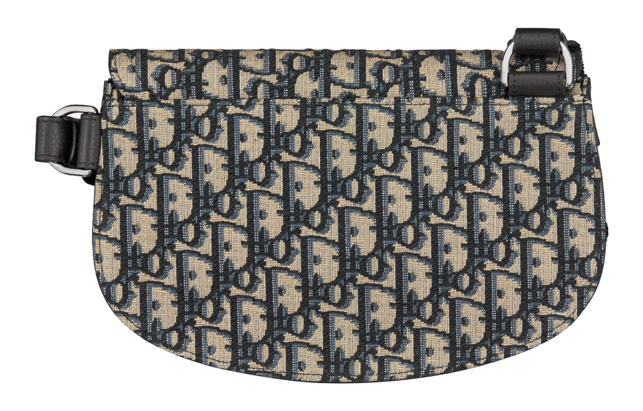 DIOR Jacquard Canvas Saddle Bag, Fanny Pack, Sling Bag, Canvas Bag, Shoulder Bag, Crossbody Bag Men's Black/Beige