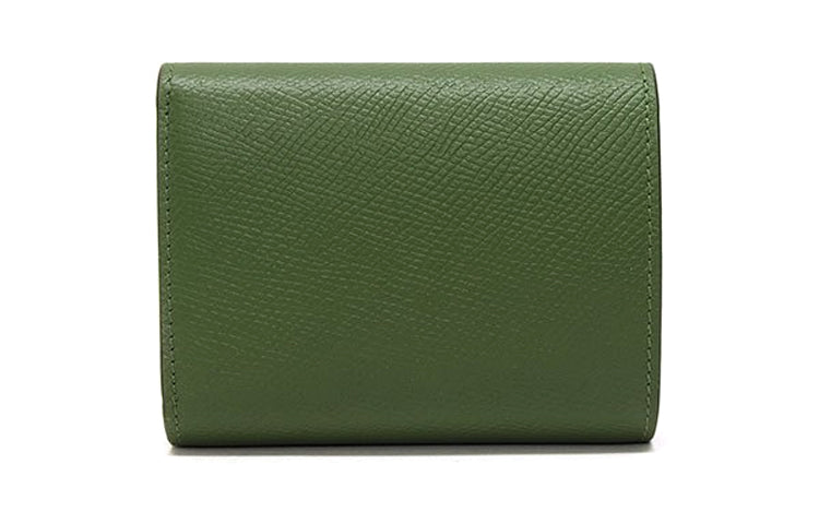 CELINE Essentials Series Grain Cow Leather Wallet Trumpets Women's Vintage Green