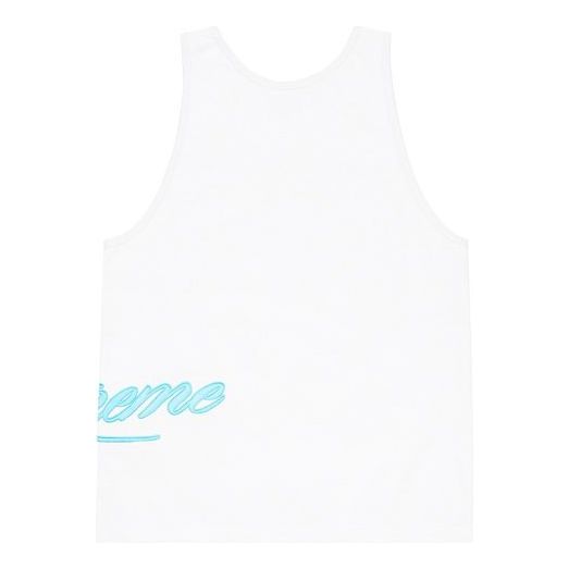Supreme Mesh Script Tank Top 'White Blue' SUP-SS21-858