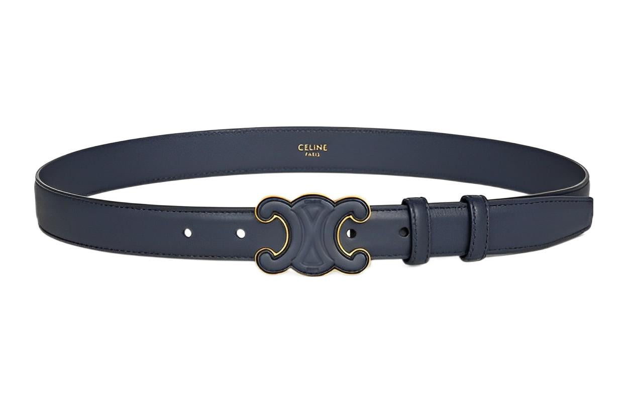 CELINE Fashion Minimalist Style Smooth Buckle Belt Women's Blue Width: 2.5cm
