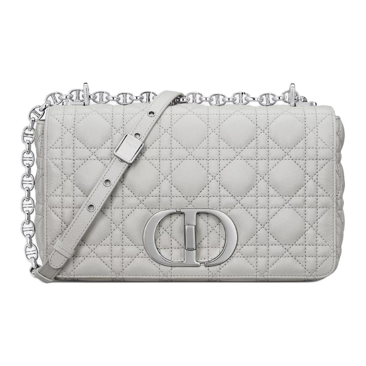 DIOR Soft Cow Leather Shoulder Bag, Crossbody Bag Medium Size Women's Mist Gray