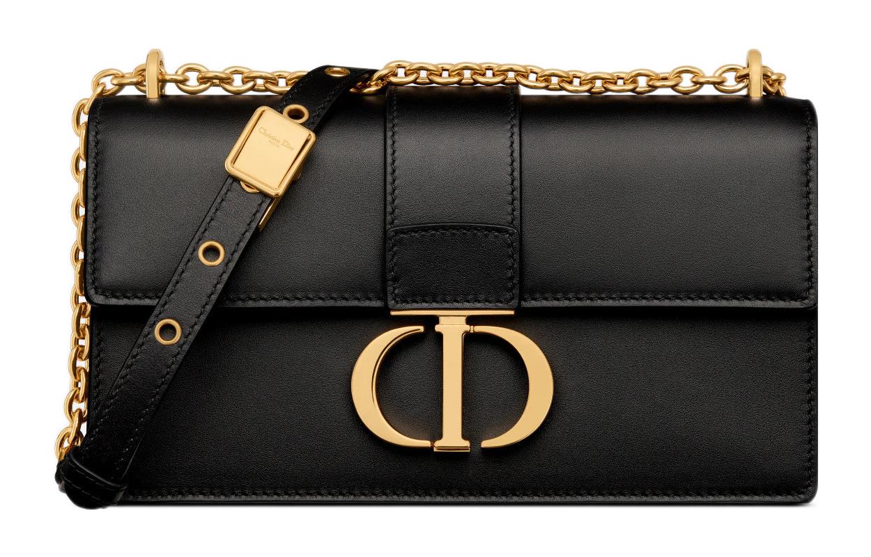 DIOR 30 Montaigne Cow Leather Chain Bag, Shoulder Bag, Crossbody Bag Trumpets Women's Black